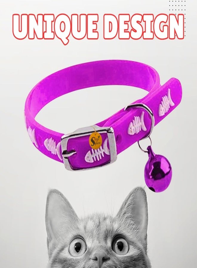 Sage Square's Multicolored Adjustable Rubber Silicone Cat Collar with Bell, Where Training Meets Style in a Vibrant Feline Design, Durable Rubber Silicone Promises Lasting wear (Purple) - Image 5